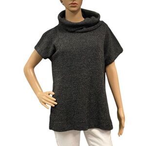 LOFT Ann Taylor Knit Pullover Sweater Charcoal Gray Cowl Neck Minimalist Sz PS